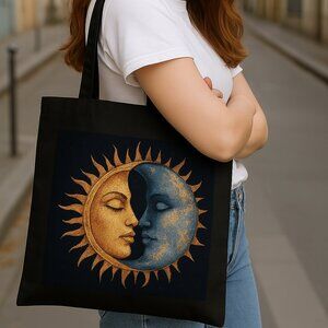 NWT BLACK CELESTIAL CANVAS TOTE